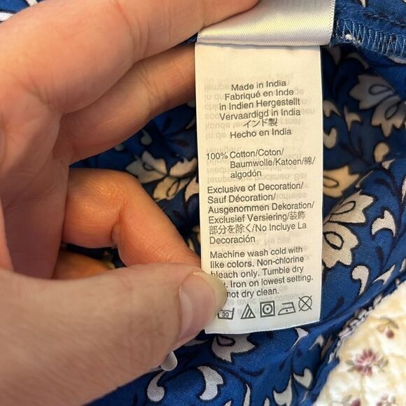 J. Crew Embroidered Peasant Blouse Blue Floral, Pink, Tassels, Size Small - Picture 7 of 10